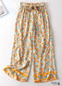Boho Pants - Palazzo Pants in Floral in Indian Paisley Blue For Women